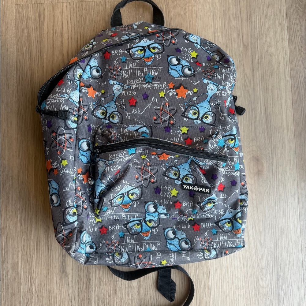 Yak Pak Kids' Cartoon Print Backpack - Gray and Blue